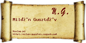 Milán Gusztáv névjegykártya
